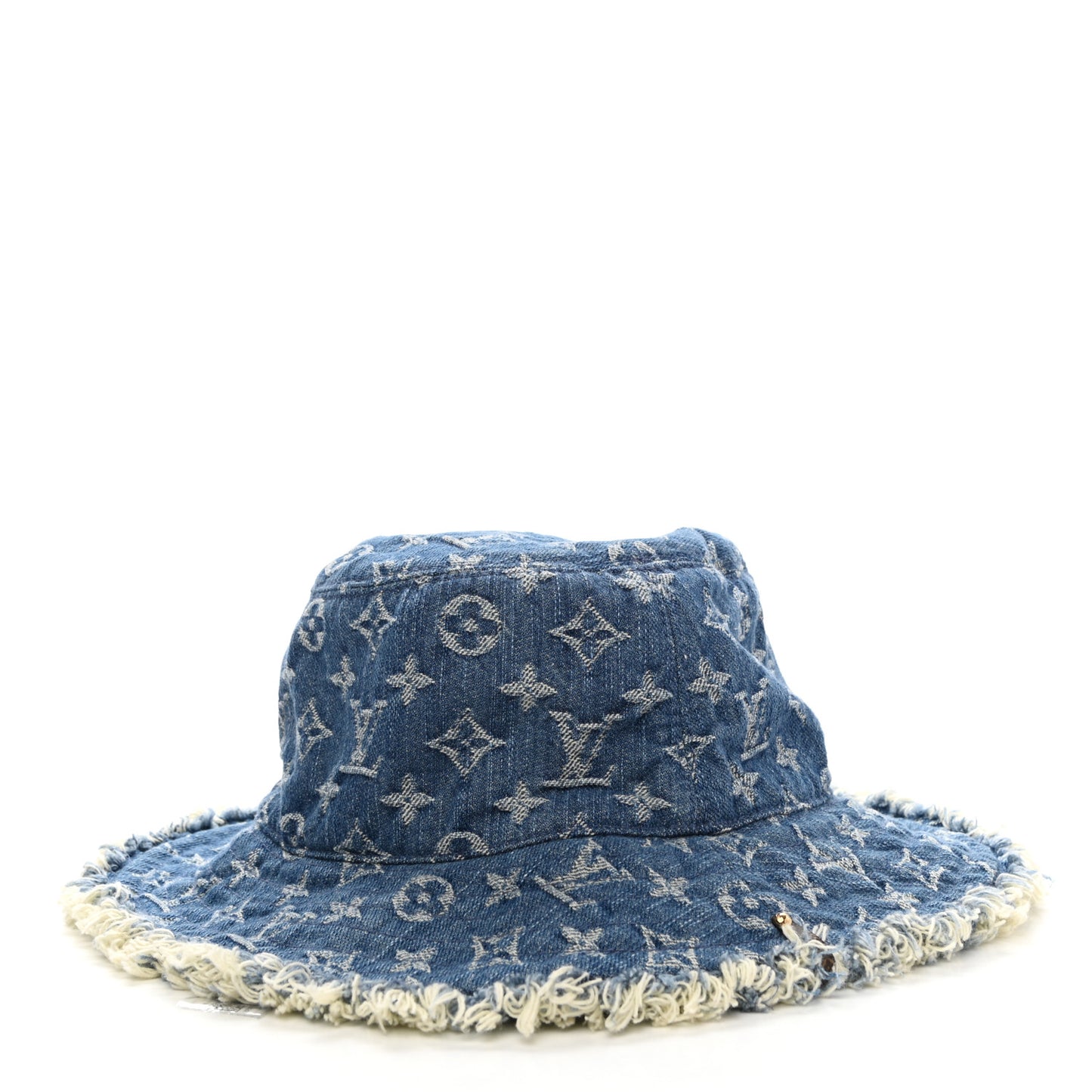 Monogram Denim Fringe Bob Bucket Hat M Blue