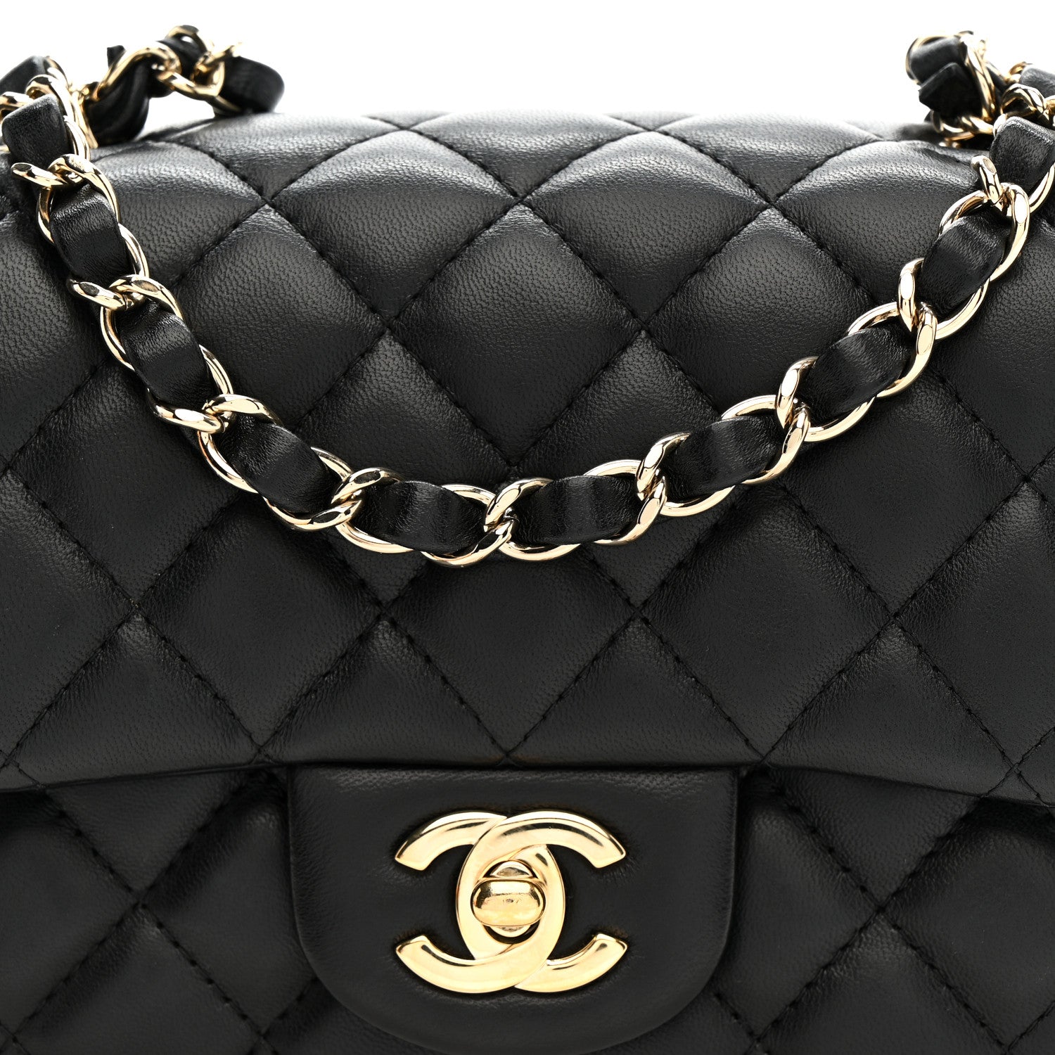 Chanel Lambskin Quilted Mini Square Flap Black 15 of 21