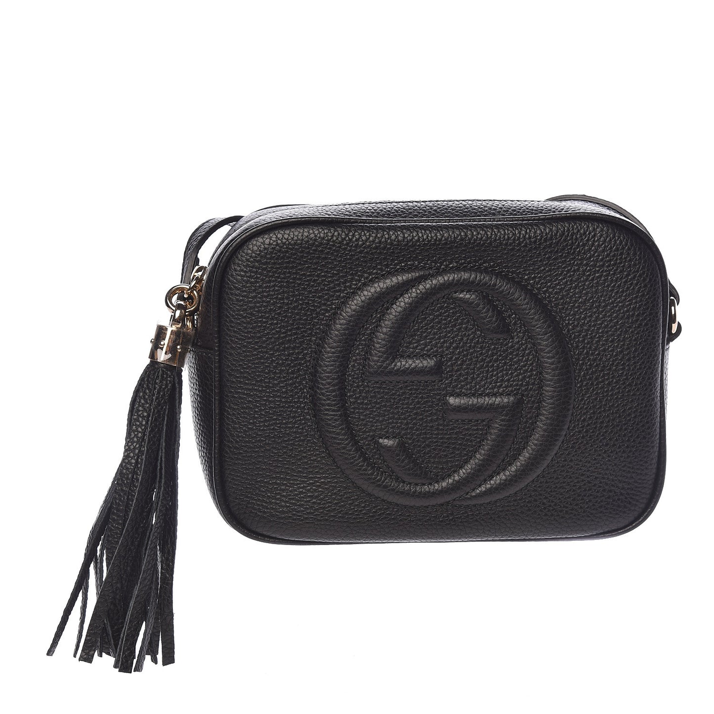 Pebbled Calfskin Small Soho Disco Bag Black