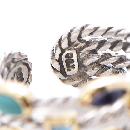 David Yurman Sterling Silver 18K Yellow Gold Turquoise Blue Topaz Amethyst Confetti Ring 53 6.25 4 of 4