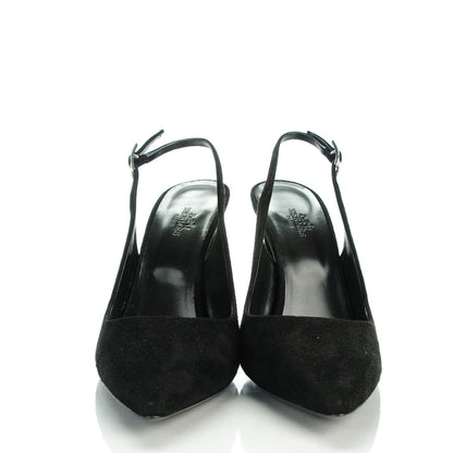 Hermes Goatskin Suede Kessy Pumps 38 Black 2 of 8