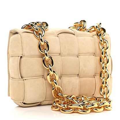 Bottega Veneta Suede Maxi Intrecciato Padded Chain Cassette Crossbody Bag Sand 3 of 8