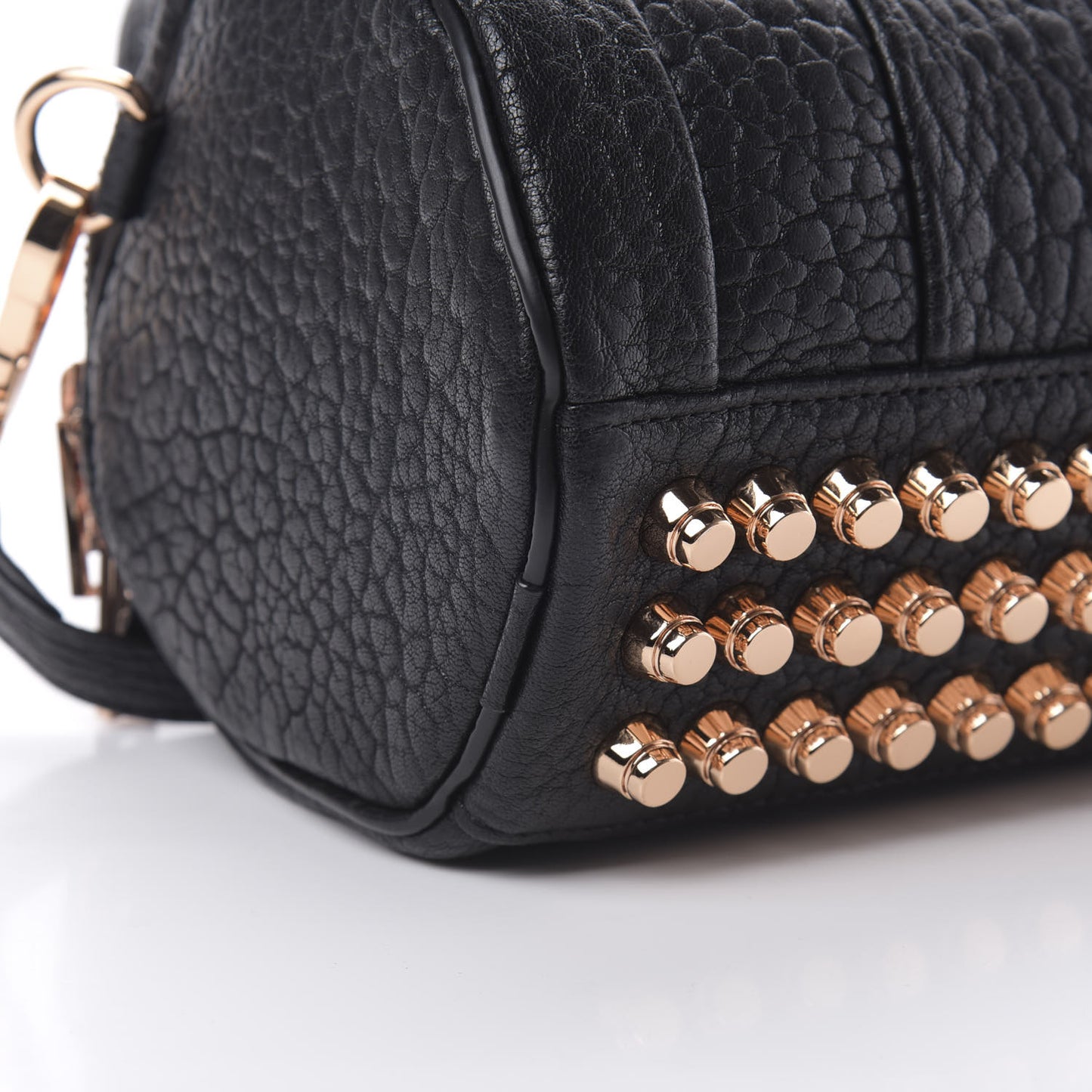 Pebbled Lambskin Mini Rockie Black Rose Gold Hardware