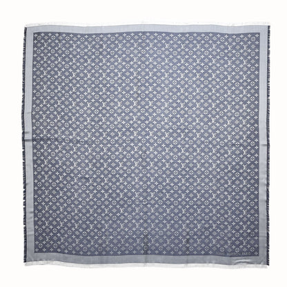 Louis Vuitton Silk Wool Monogram Denim Shawl Blue 1 of 5