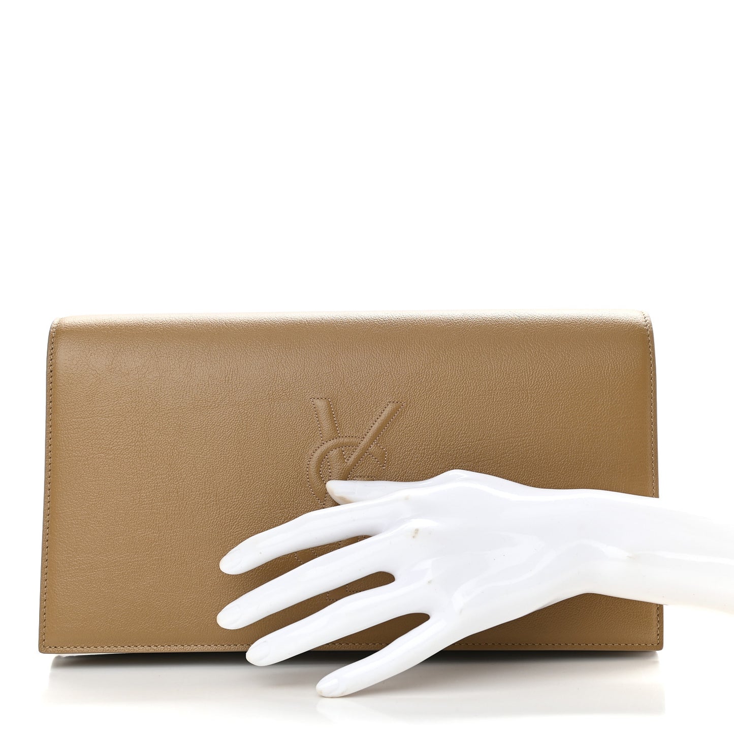 Goatskin Large Belle De Jour Clutch Beige