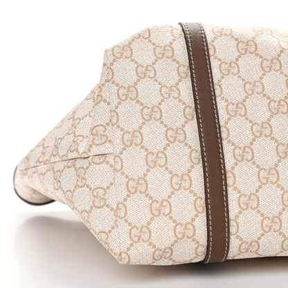 Gucci GG Supreme Monogram Calfskin Medium Nice Tote New Mystic White Beige Brown 9 of 10