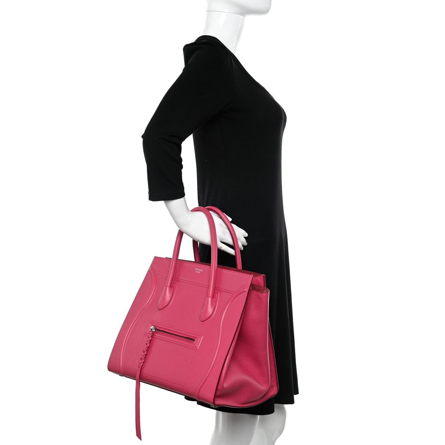 Celine Grained Calfskin Medium Phantom Luggage Fuchsia 2 of 14