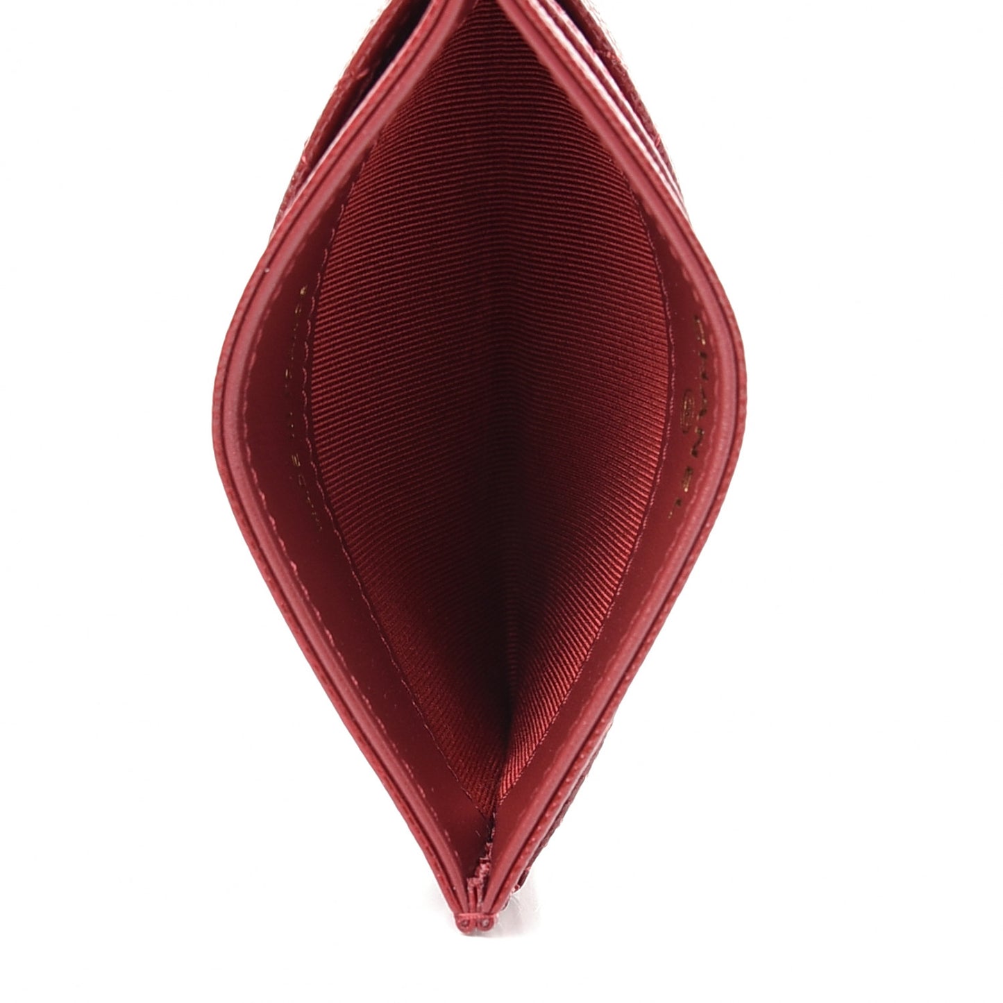 Caviar Quilted Card Holder Dark Red
