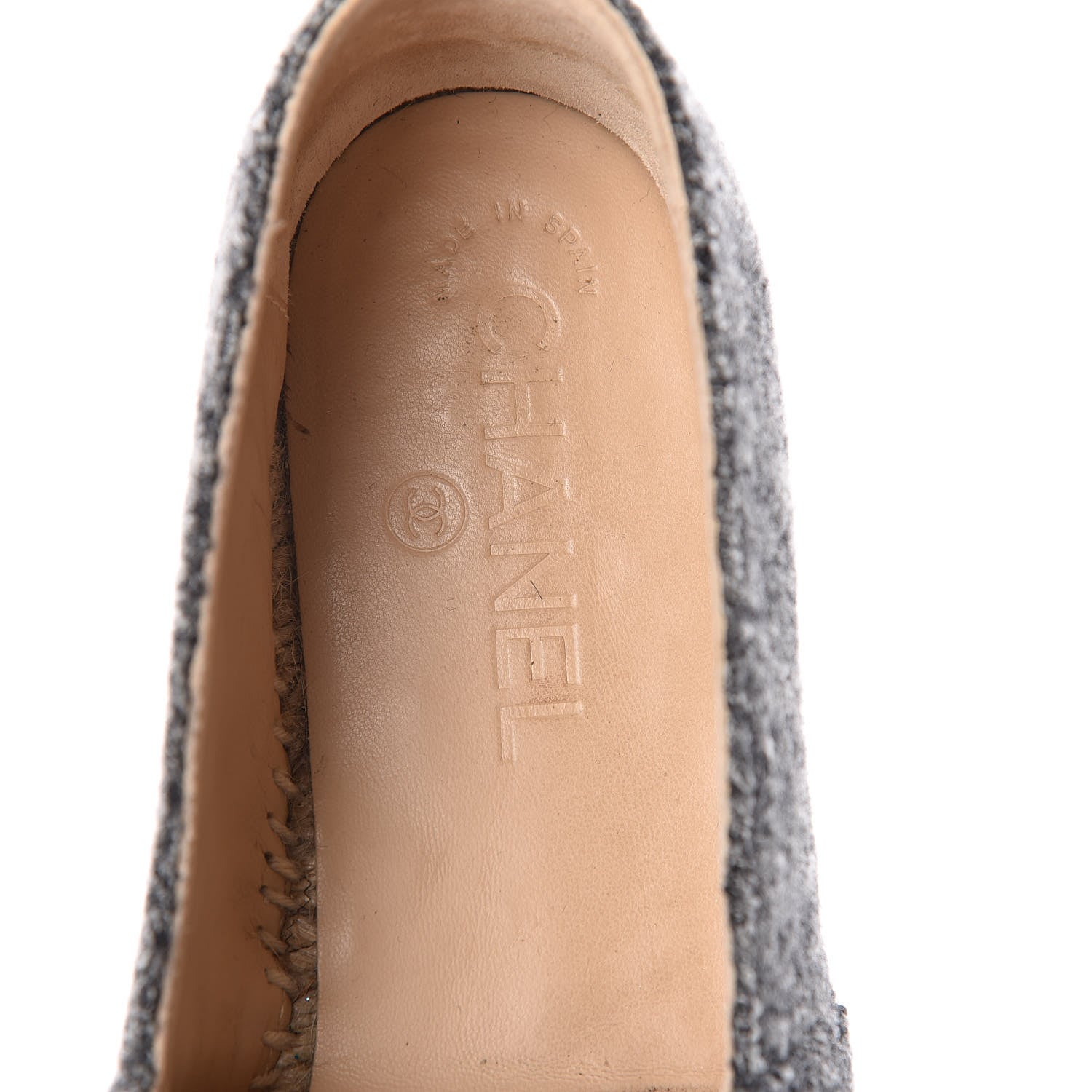 Chanel Tweed Velvet CC Espadrilles 38 Grey Black 8 of 9