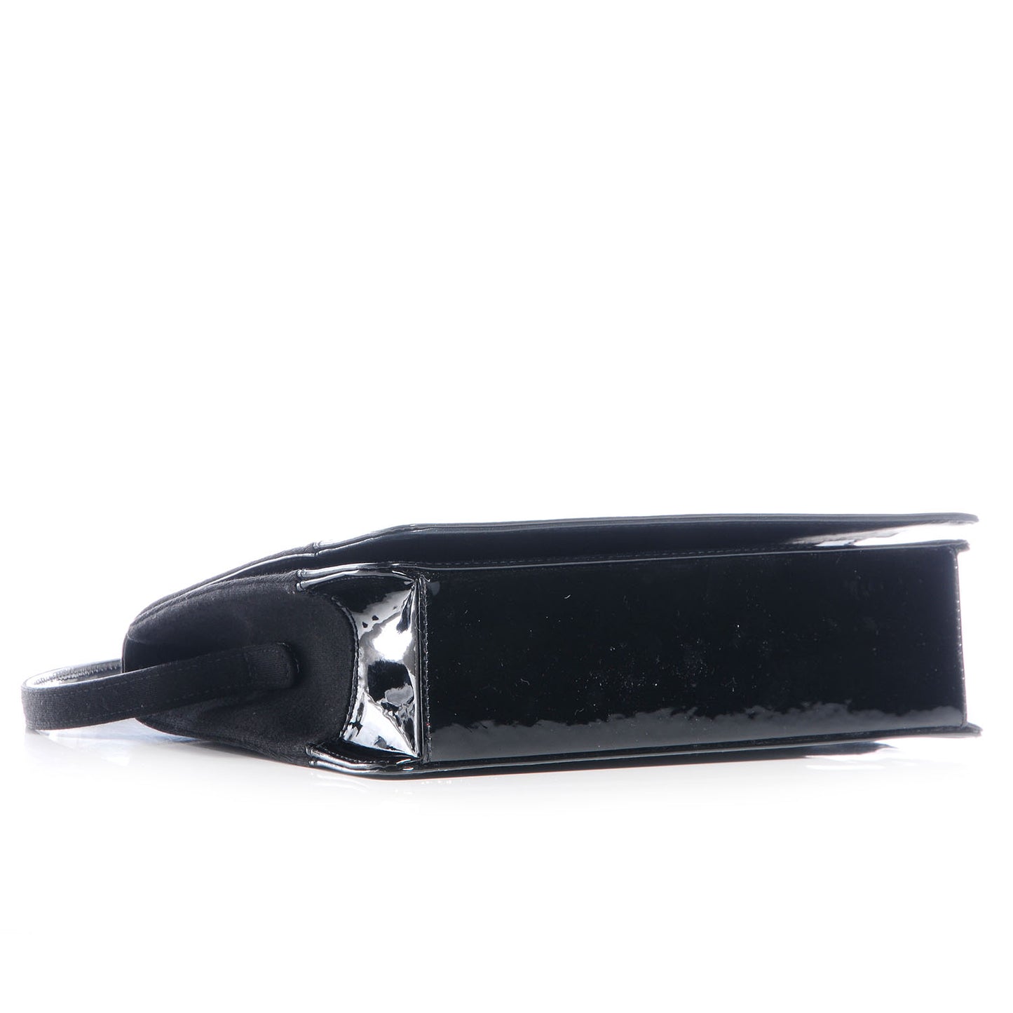 Patent Jersey Shoulder Flap Bag Black