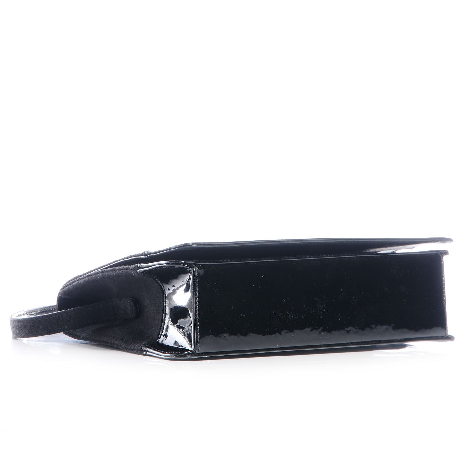 Chanel Patent Jersey Shoulder Flap Bag Black 4 of 8