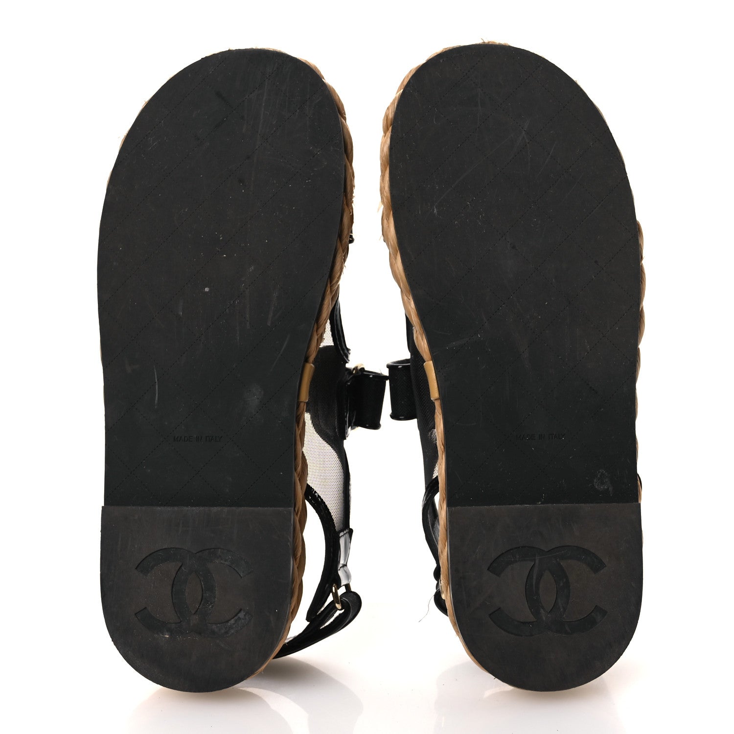 Chanel Mesh Patent Calfskin Velcro Dad Sandals 40 Black 7 of 14