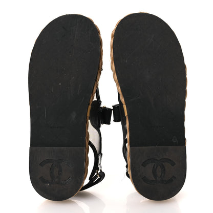 Chanel Mesh Patent Calfskin Velcro Dad Sandals 40 Black 7 of 14