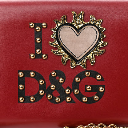 Dolce & Gabbana Calfskin Studded Wallet On Chain Red 11 of 12