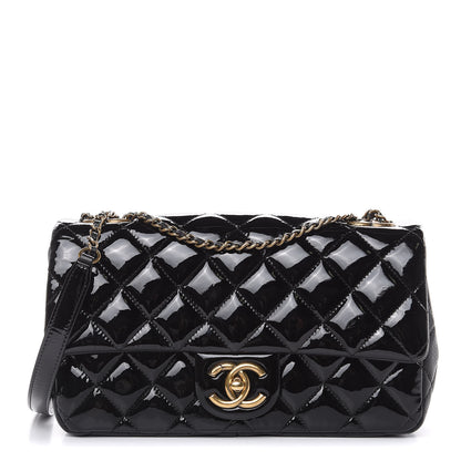 Chanel Patent Goatskin Quilted Medium CC Eyelet Flap Black 1 of 10