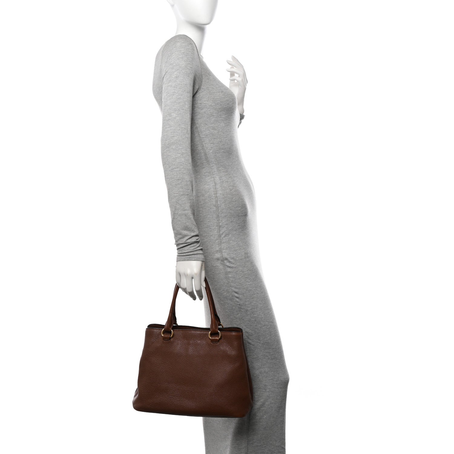 Prada Vitello Daino Shoulder Bag Bruciato 2 of 18