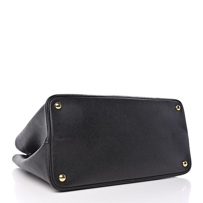 Prada Saffiano Cuir Large Double Bag Black Fuoco 5 of 14