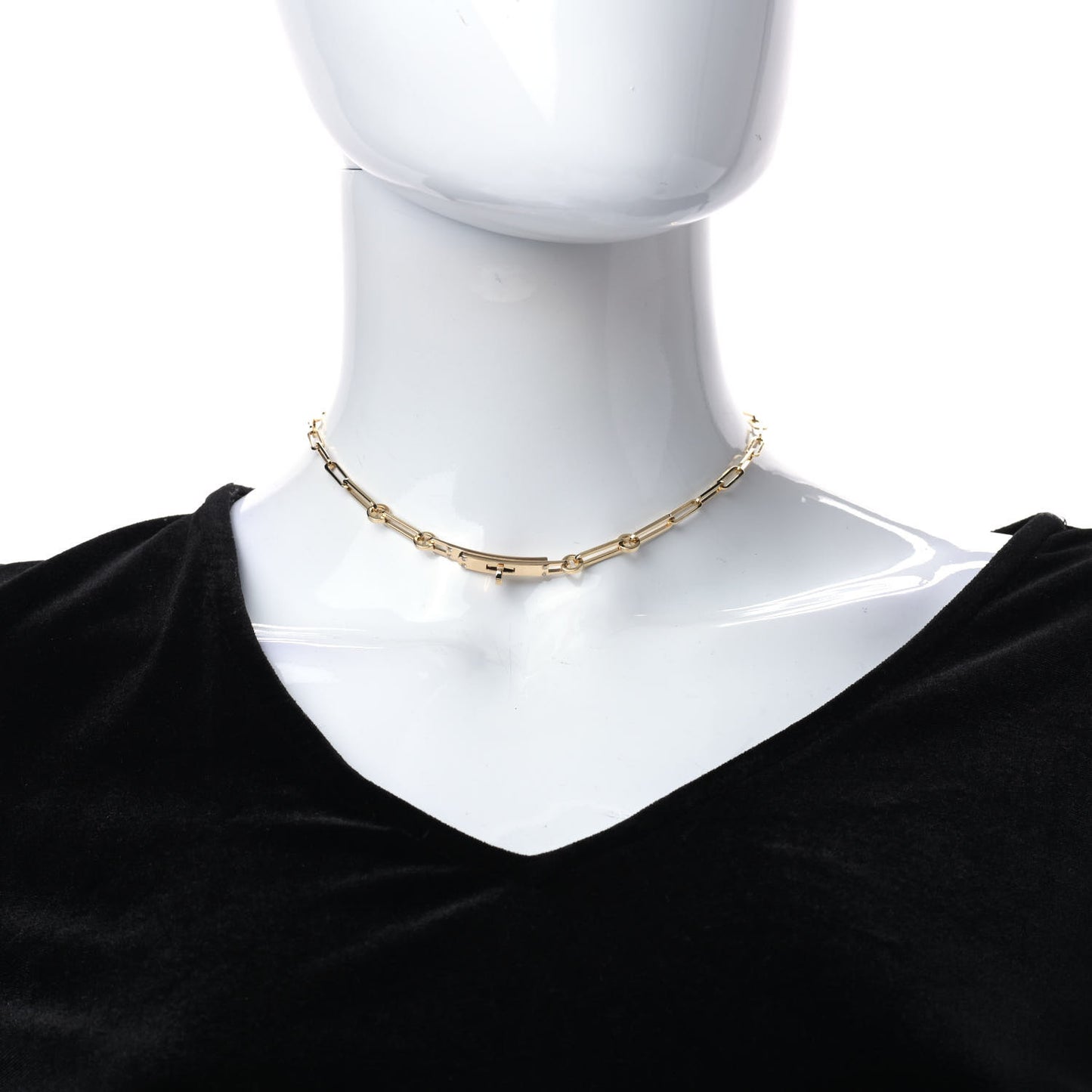 18K Yellow Gold Diamond Kelly Chaine Choker Necklace