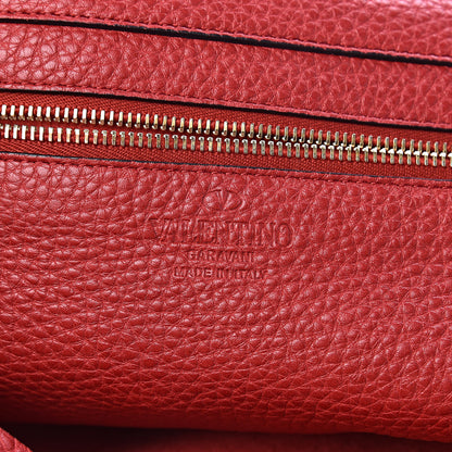 Valentino Garavani Pebbled Calfskin Medium Rockstud Tote Red 6 of 11