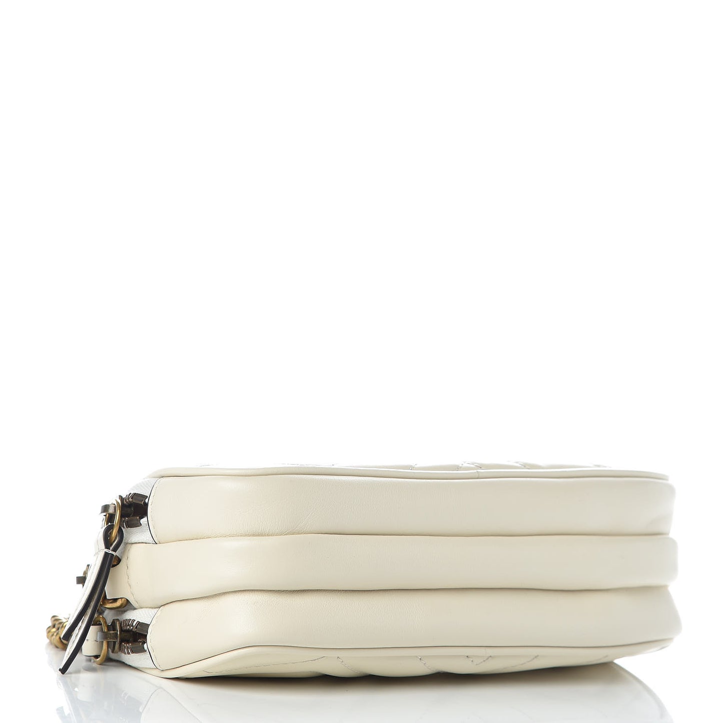 Calfskin Matelasse Mini GG Marmont Chain Crossbody Bag White