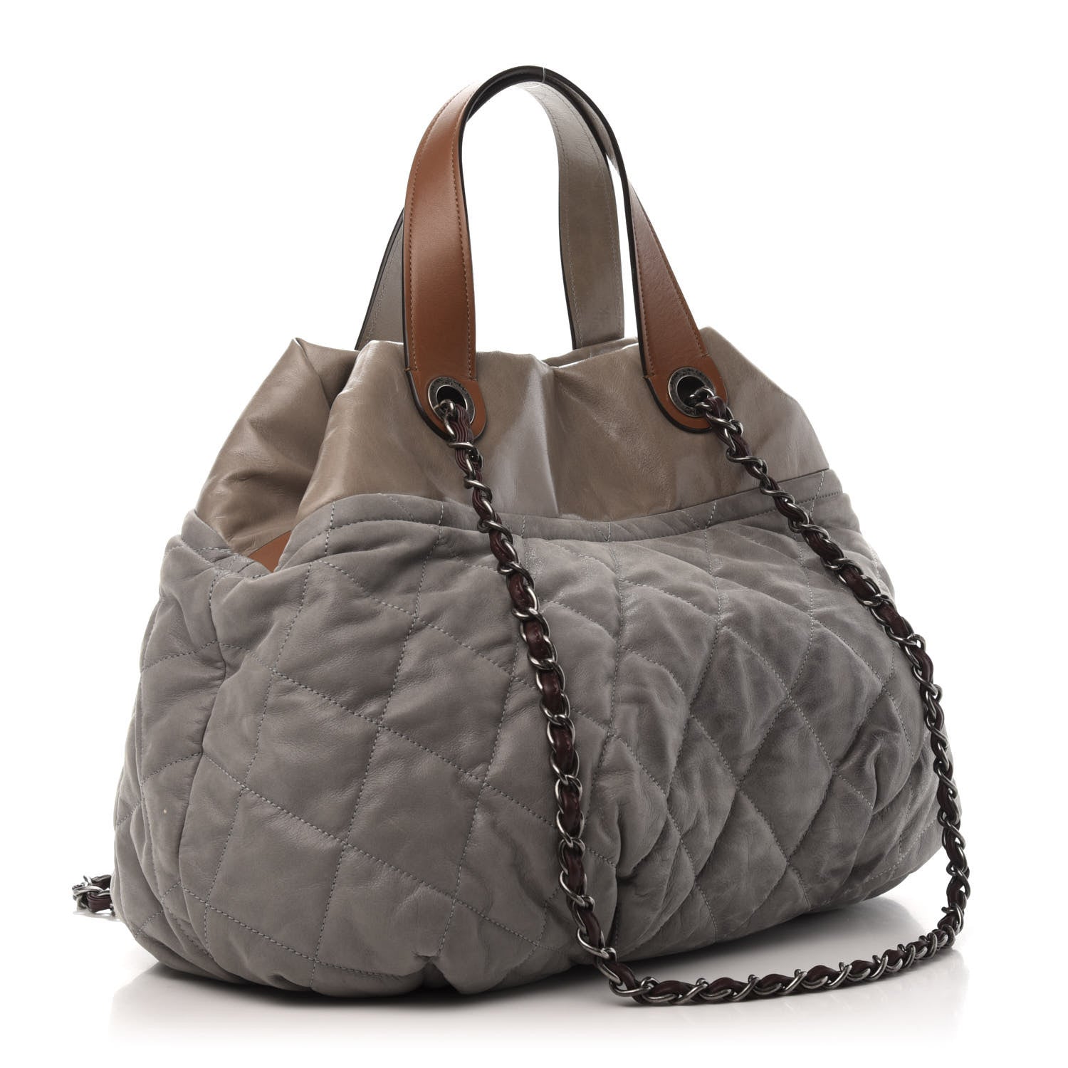 Chanel Iridescent Calfskin Quilted Large In The Mix Tote Grey 3 of 10