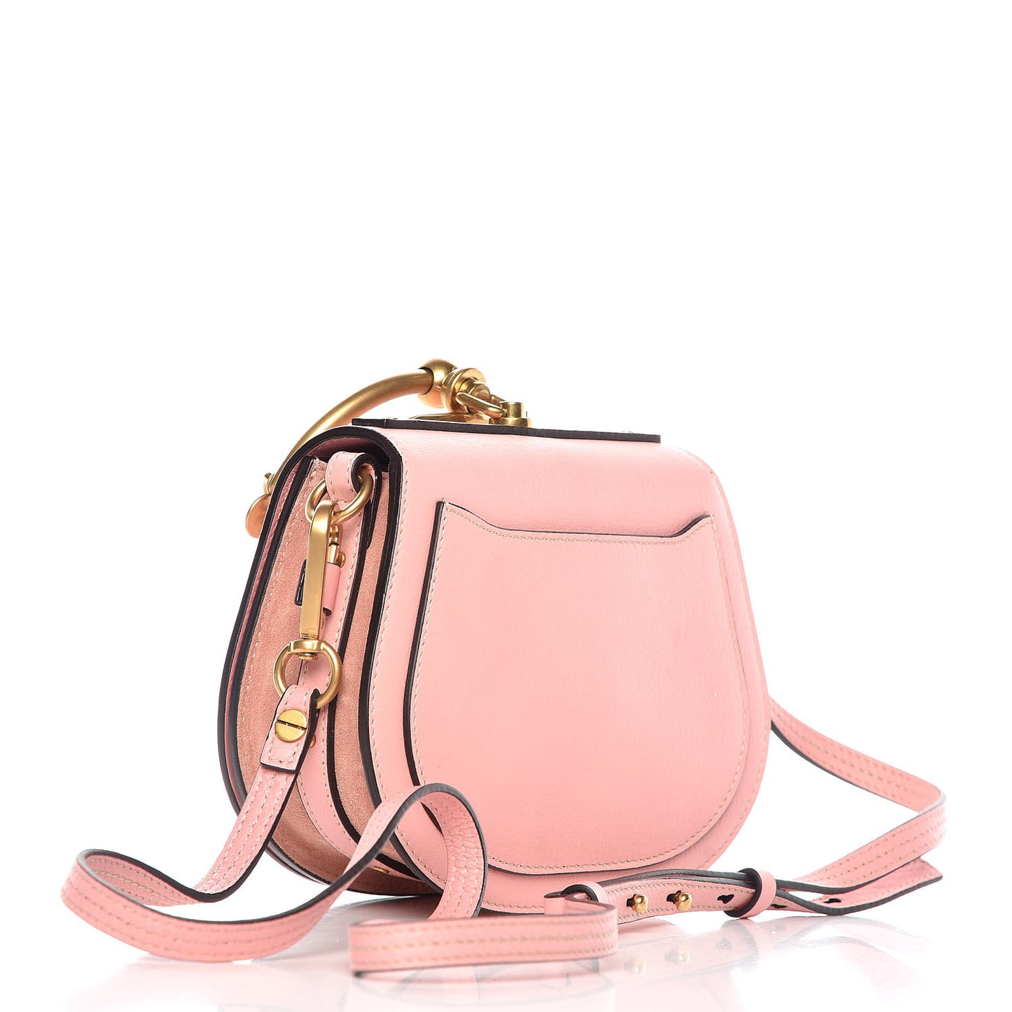 Calfskin Suede Small Nile Bracelet Bag Washed Pink