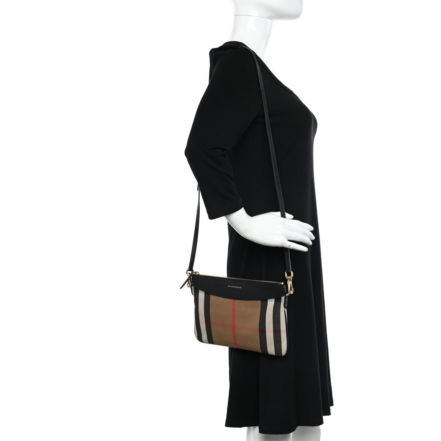 Burberry House Check Derby Peyton Crossbody Clutch Bag Black 3 of 10