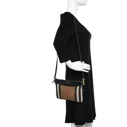 Burberry House Check Derby Peyton Crossbody Clutch Bag Black 3 of 10
