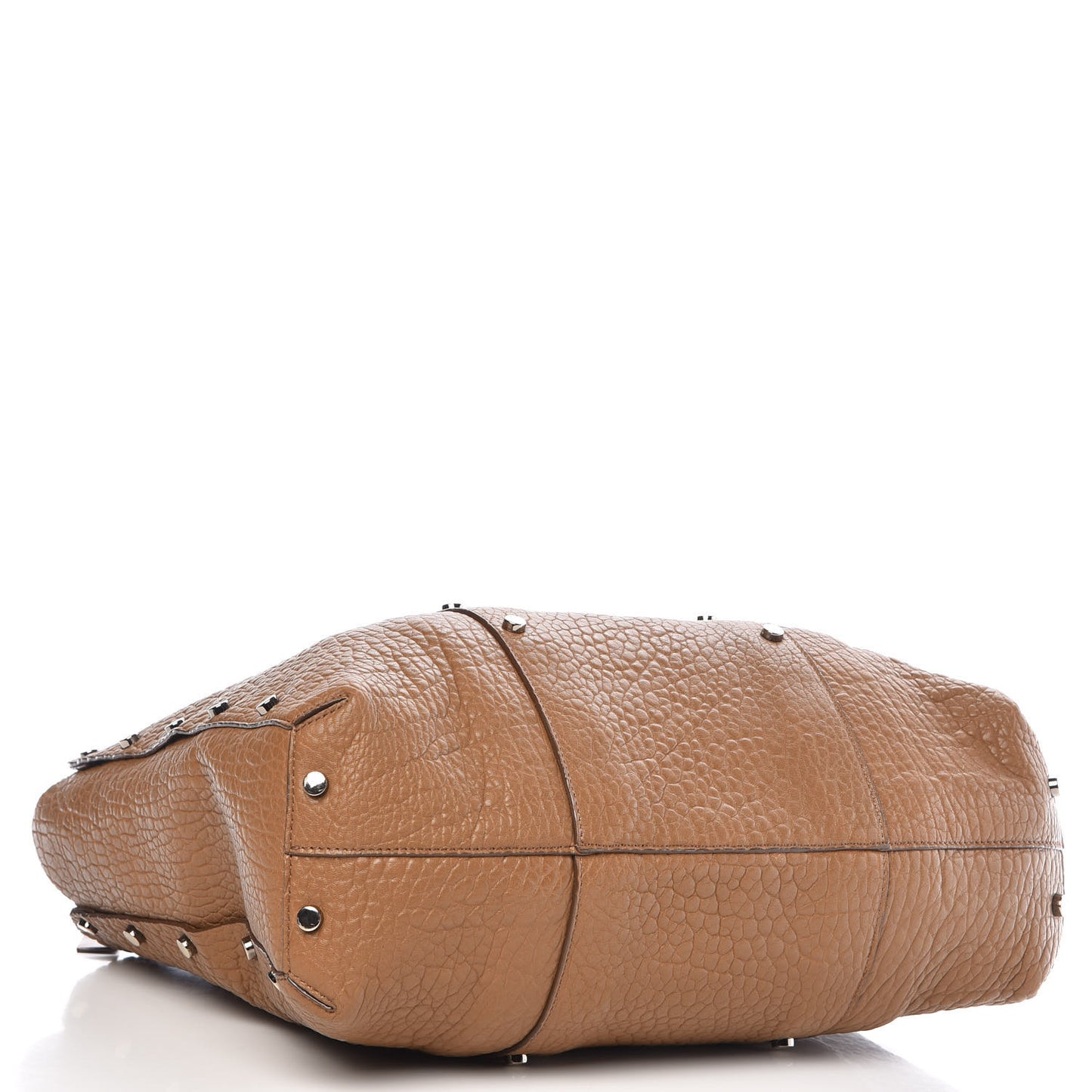 Grained Lambskin Studded Lockett Shopper Tote Tan