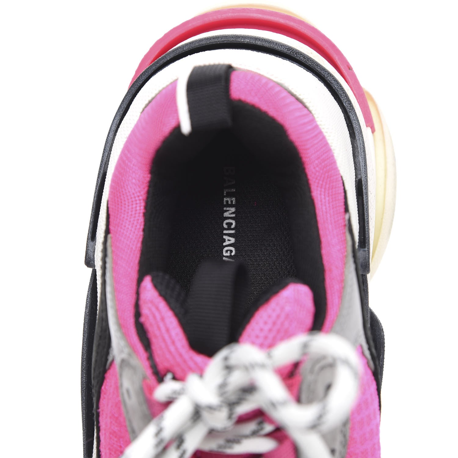 Balenciaga Fabric Mesh Womens Triple S Sneakers 39 Fluo Pink Grey White 6 of 7