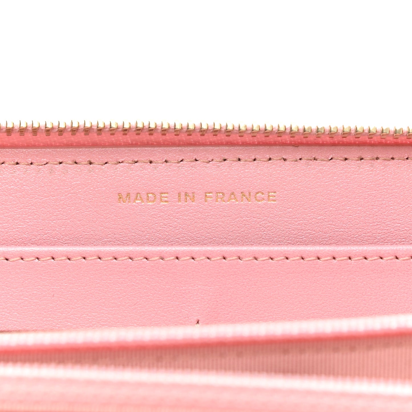 Iridescent Caviar Quilted Large Zip Around Wallet Pink