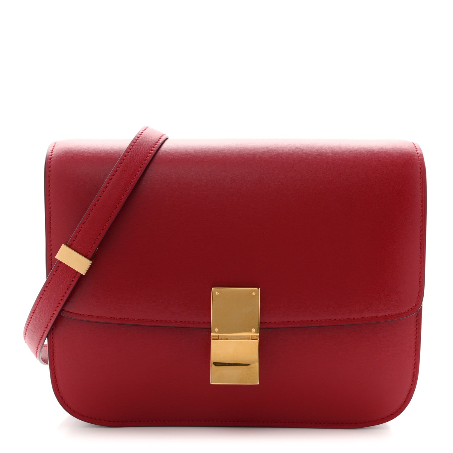 Celine Box Calfskin Medium Classic Box Flap Bag Red 1 of 12