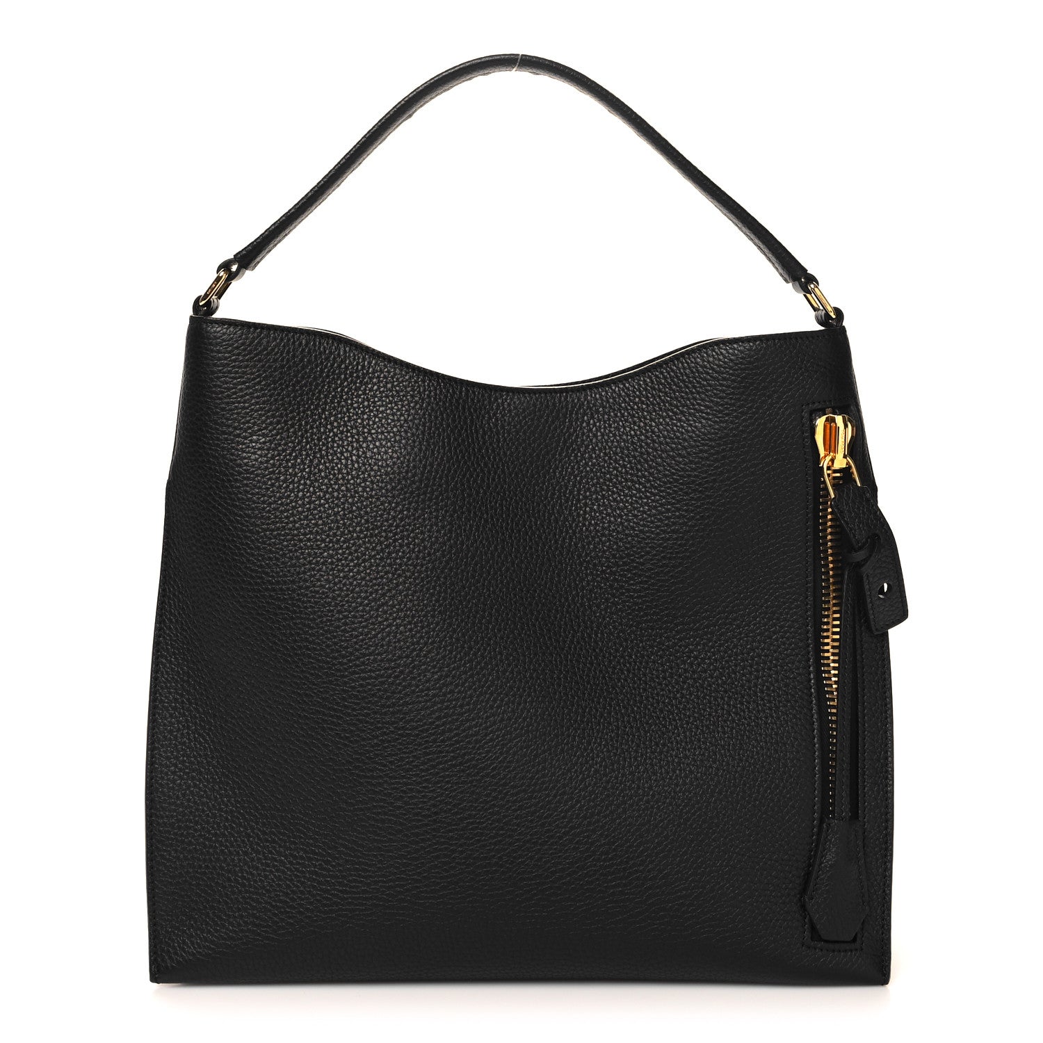 Tom Ford Pebbled Calfskin Small Alix Padlock Zip Hobo Bag Black 1 of 10
