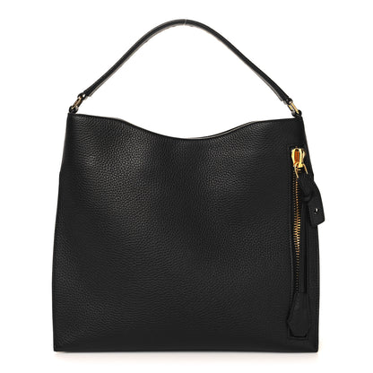 Tom Ford Pebbled Calfskin Small Alix Padlock Zip Hobo Bag Black 1 of 10