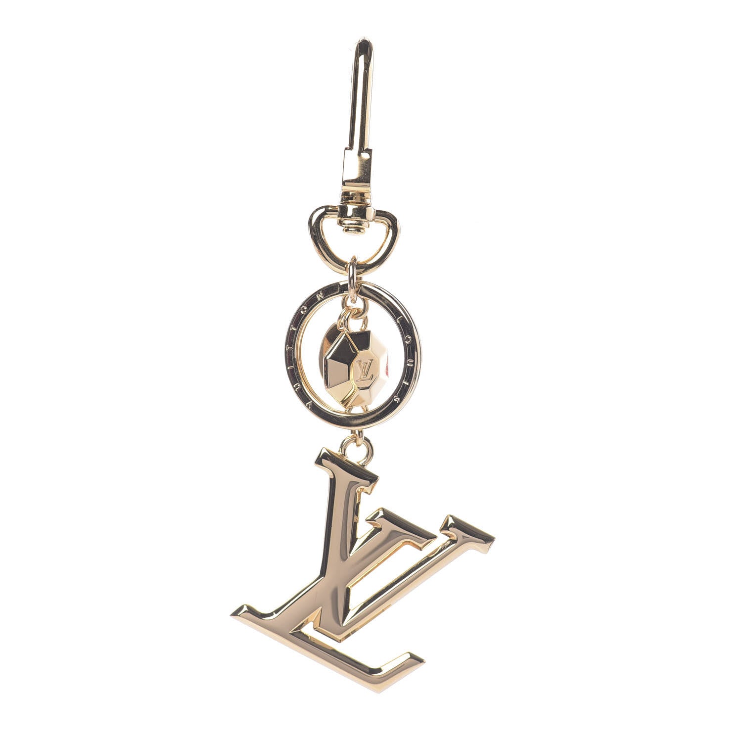 Louis Vuitton LV Facettes Bag Charm Key Holder Gold 1 of 4