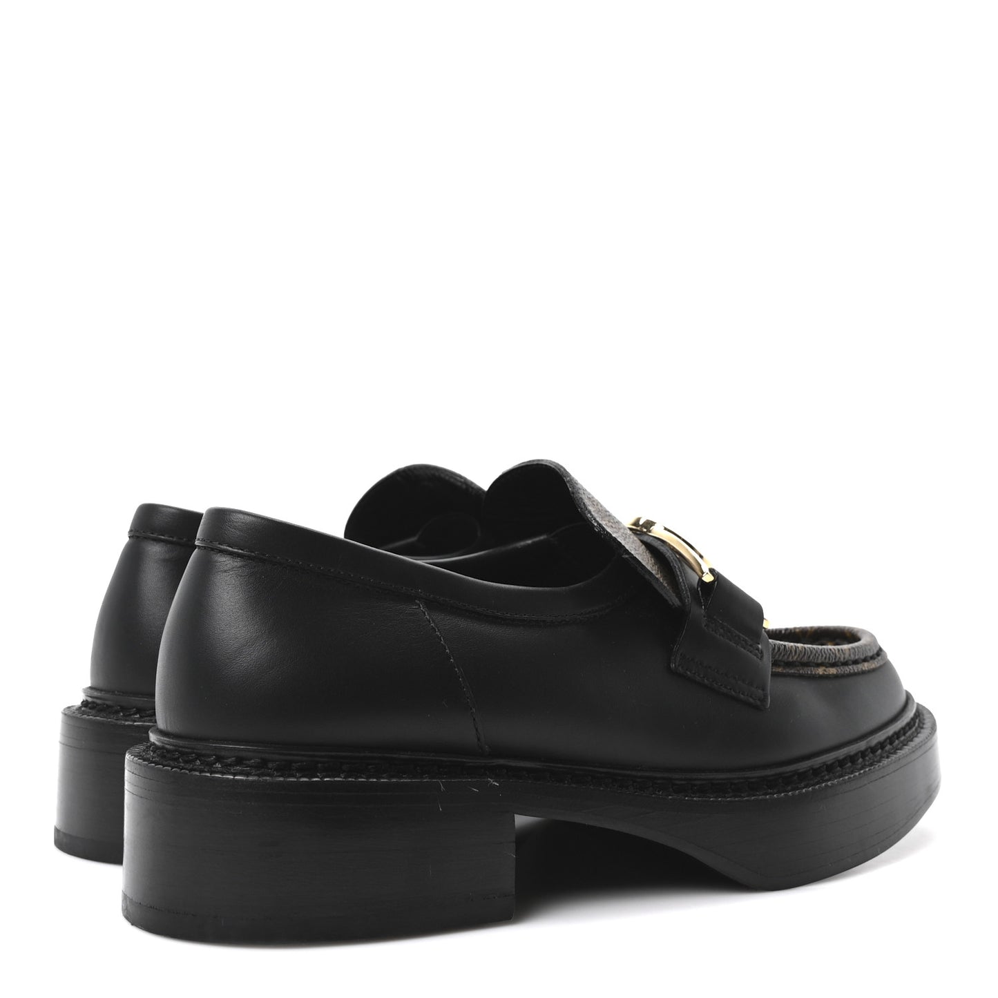 Monogram Calfskin Academy Loafers 36.5 Black