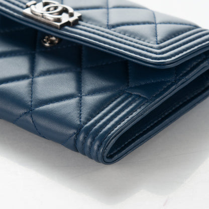 Chanel Lambskin Quilted Boy Card Holder Wallet Navy 9 of 9