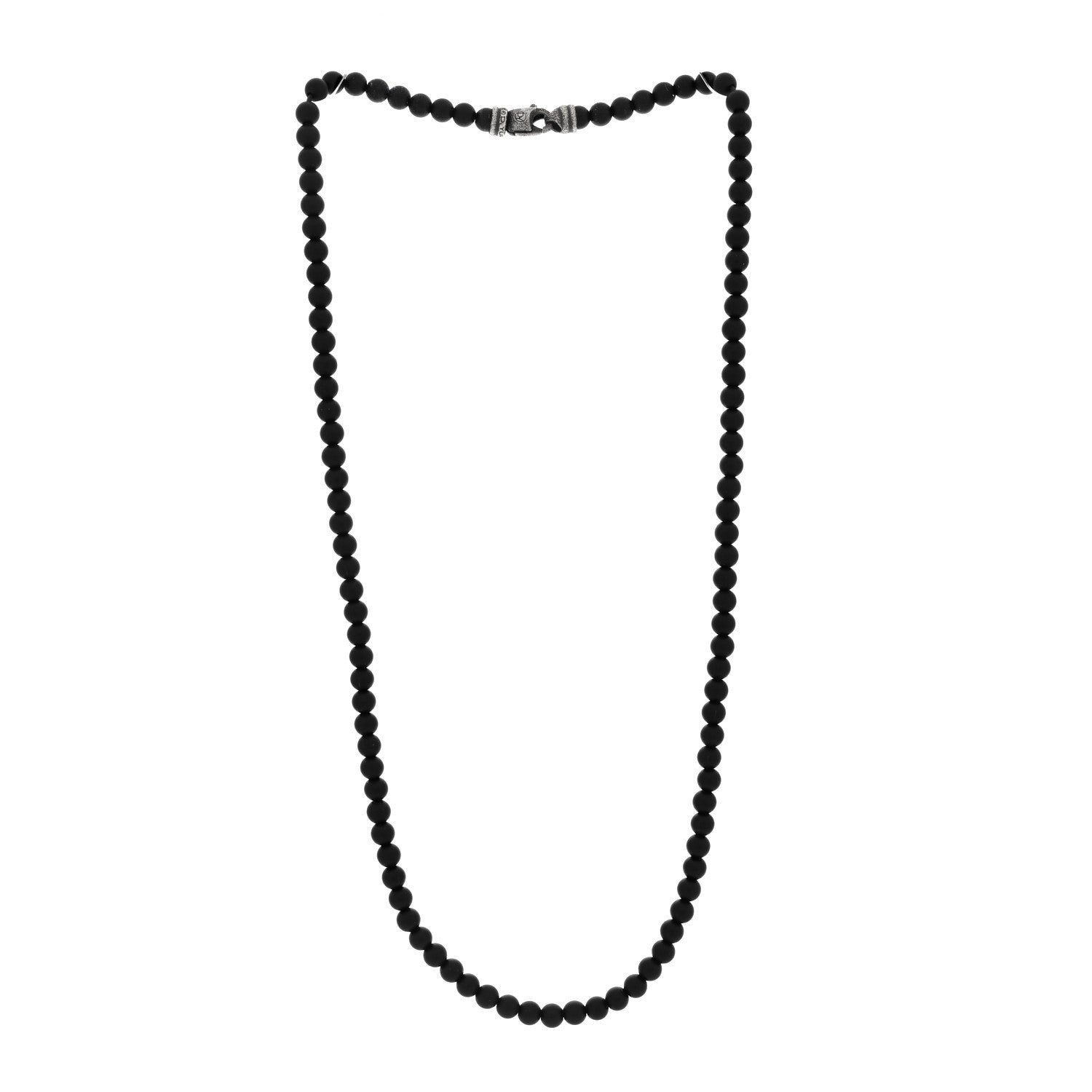 David Yurman Sterling Silver Black Onyx 5mm Spiritual Beads Necklace 3 of 4