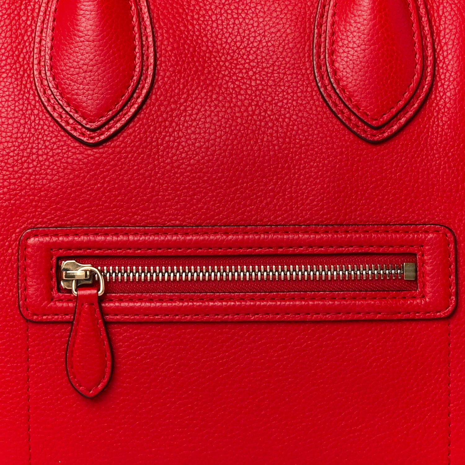 Celine Drummed Calfskin Mini Luggage Coquelicot 9 of 12
