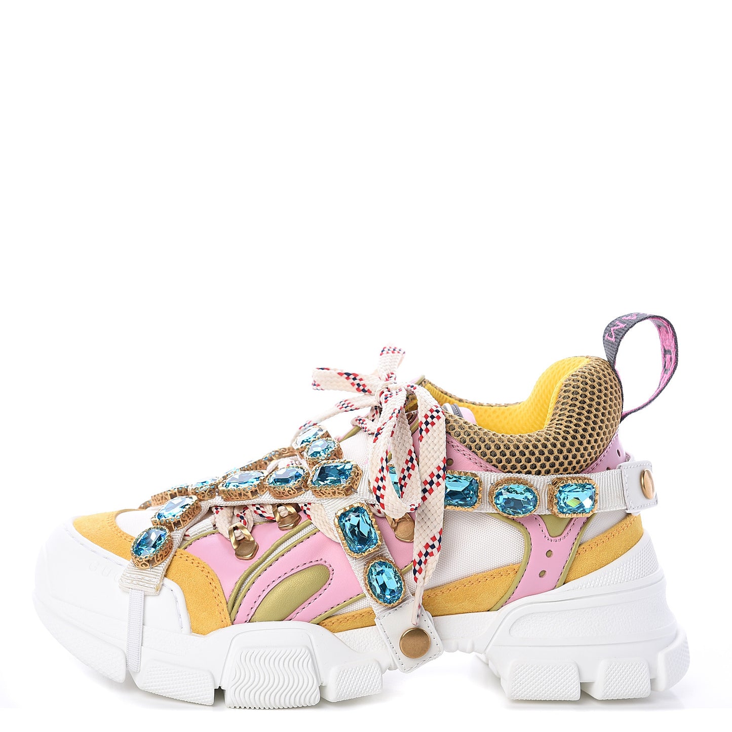 X SEGA Nylon Calfskin Suede Removable Crystals Flashtrek Sneakers 36.5 Great White Crop Soft Pink