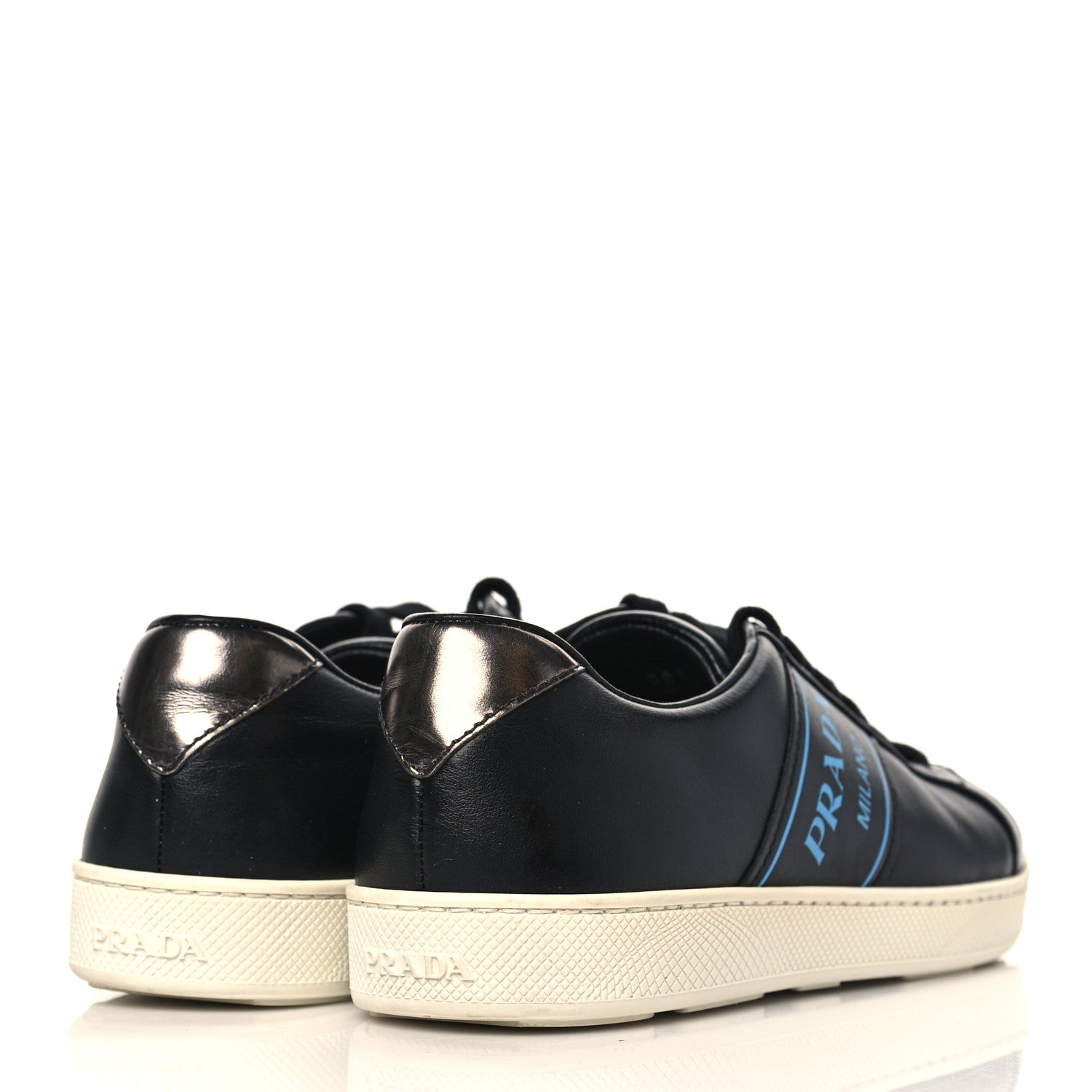 Prada Calfskin Low Top Sneakers 36 Black Blue 5 of 7