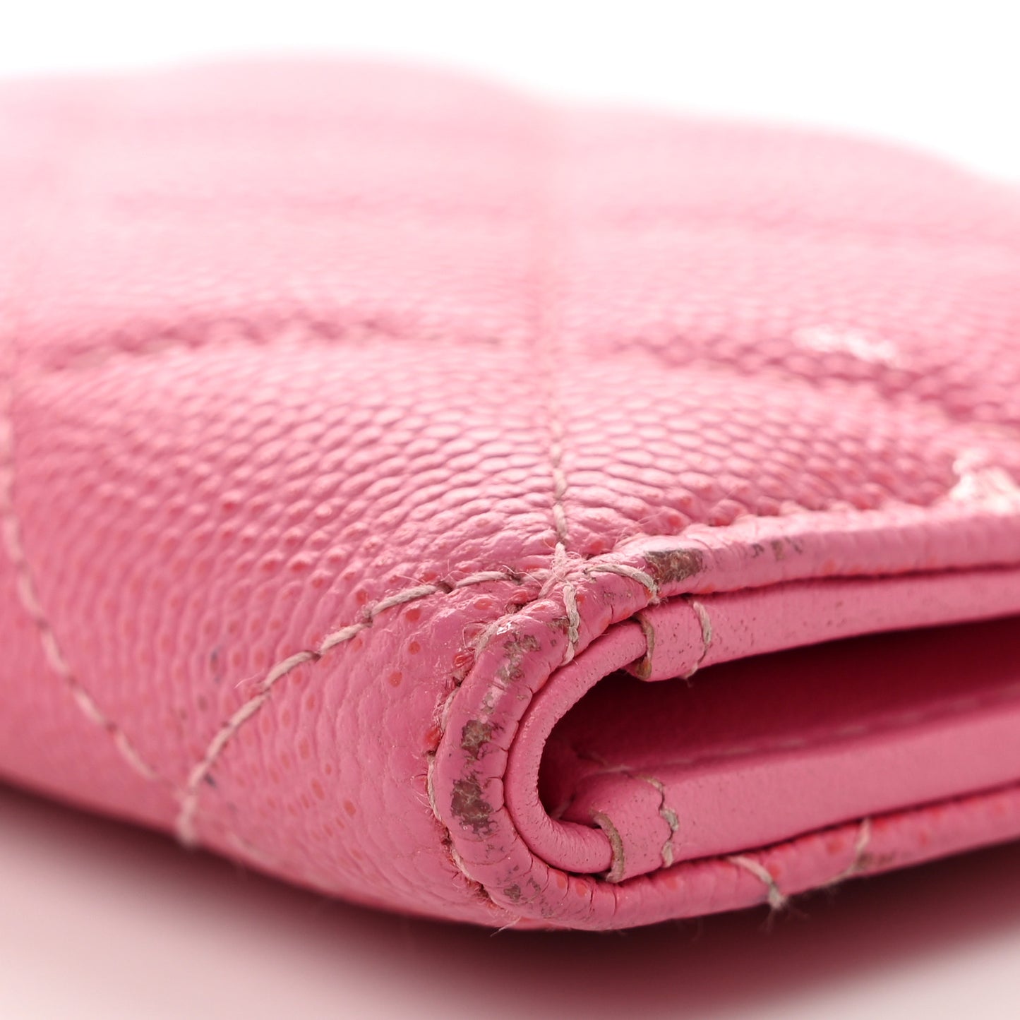 Caviar Quilted Card Holder Wallet Pink