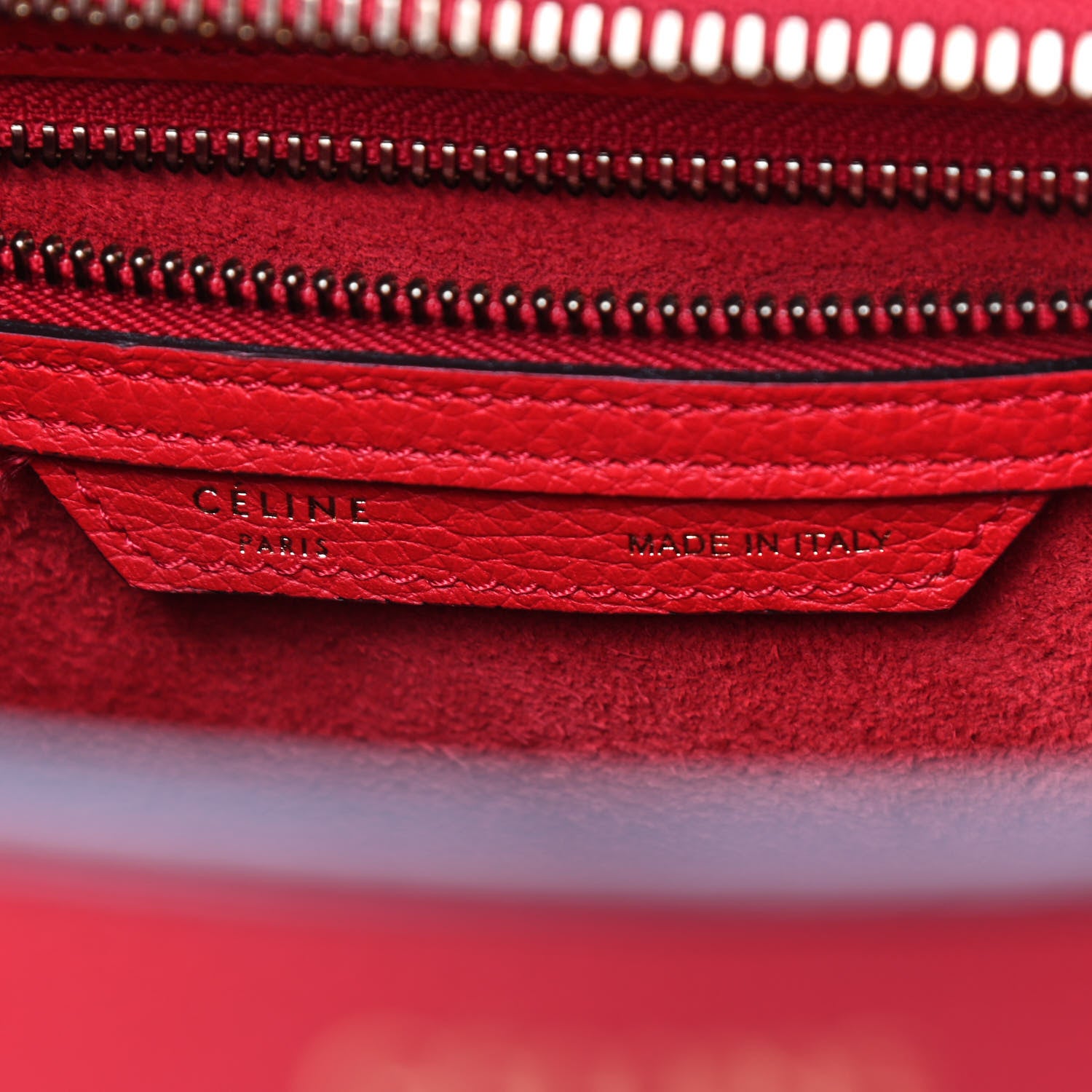 Celine Drummed Calfskin Micro Luggage Coquelicot 8 of 9