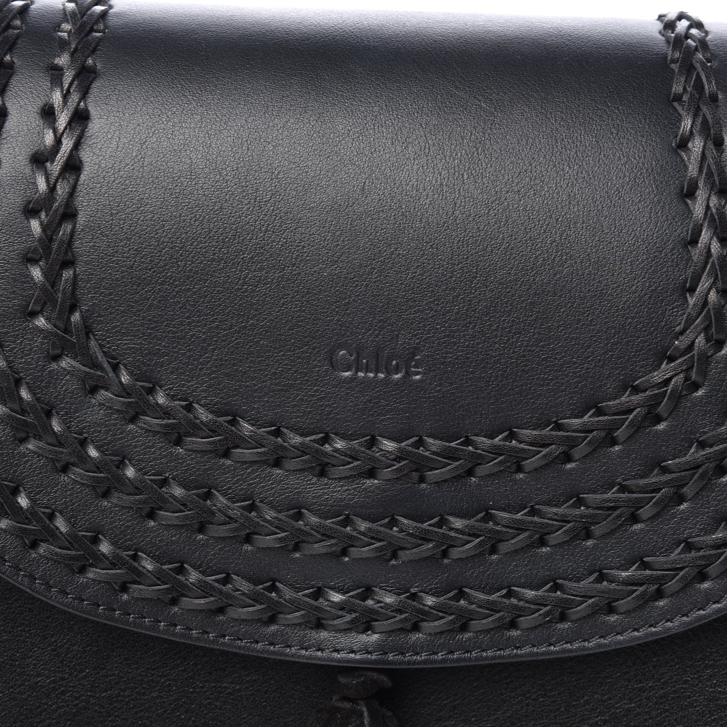 Chloe Calfskin Braided Medium Hudson Shoulder Bag Black 7 of 9