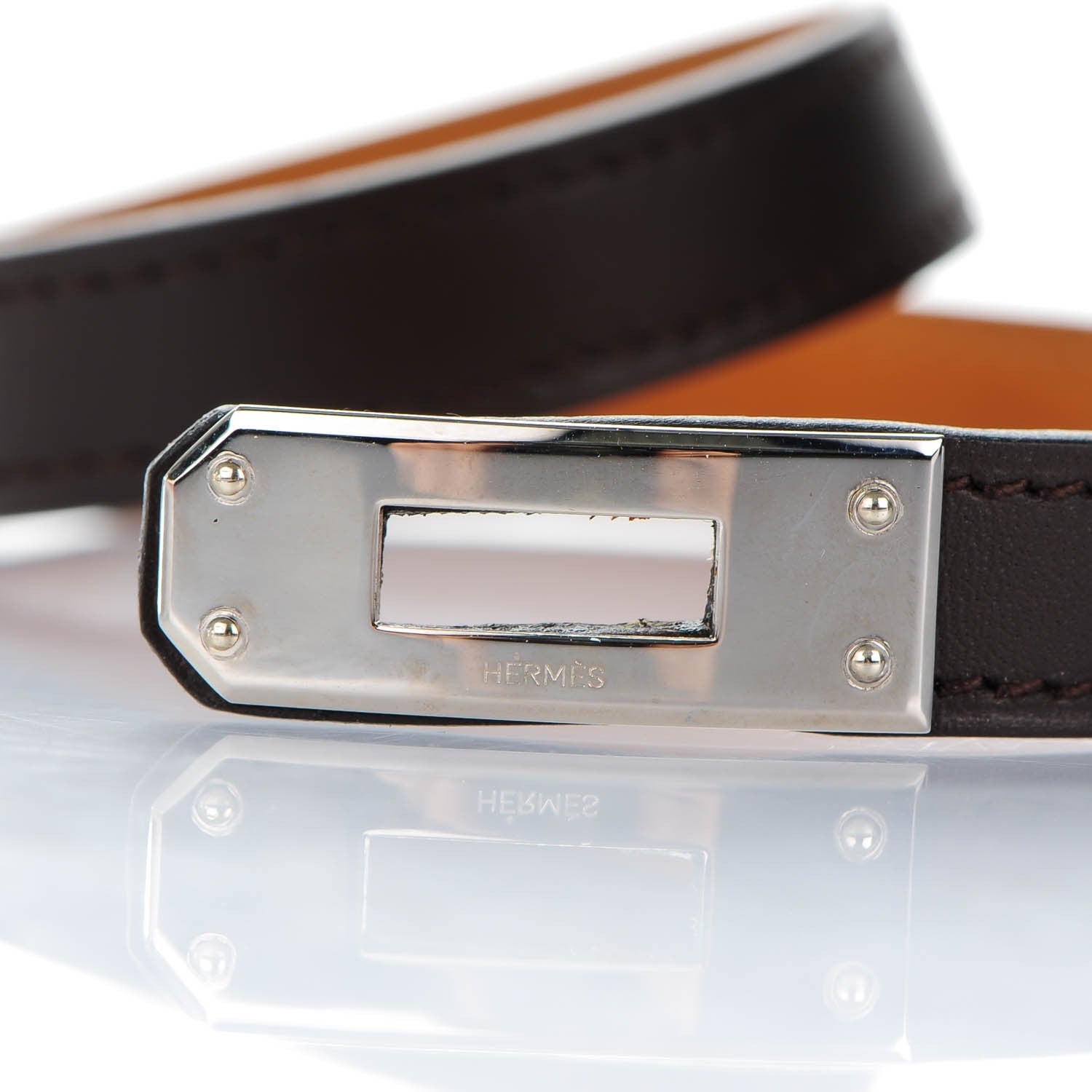 Hermes Chamonix Kelly Double Tour Bracelet M Chocolate 4 of 7