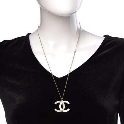 Chanel Baguette Crystal Quilted CC Pendant Necklace Gold 3 of 7