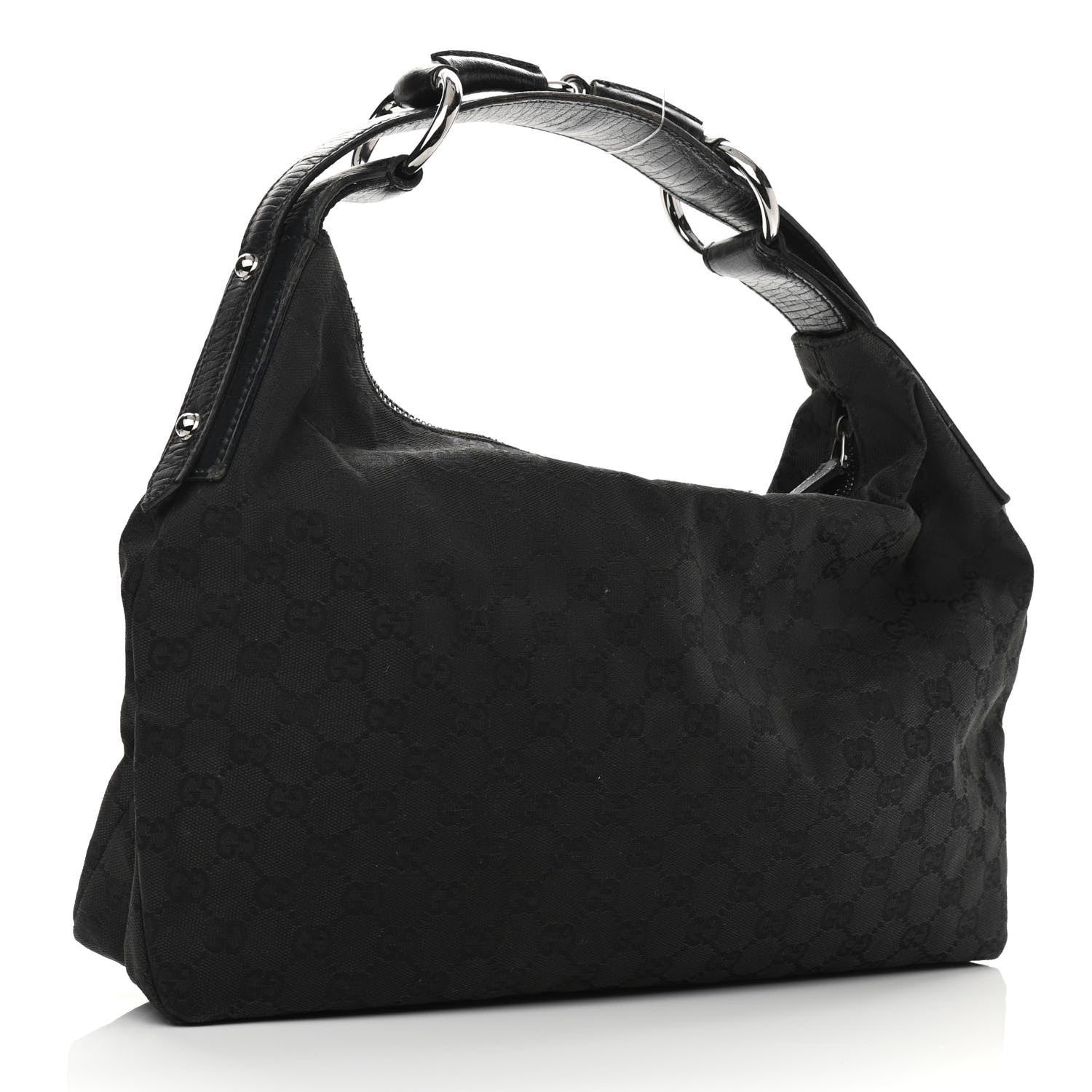 Gucci Monogram Medium Horsebit Chain Hobo Black 2 of 10