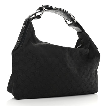Gucci Monogram Medium Horsebit Chain Hobo Black 2 of 10