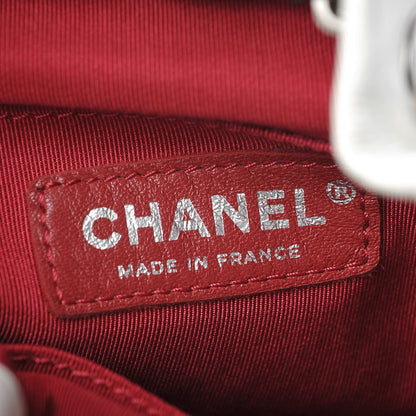 Chanel Aged Calfskin Quilted Small Gabrielle Bucket White Black 6 of 7