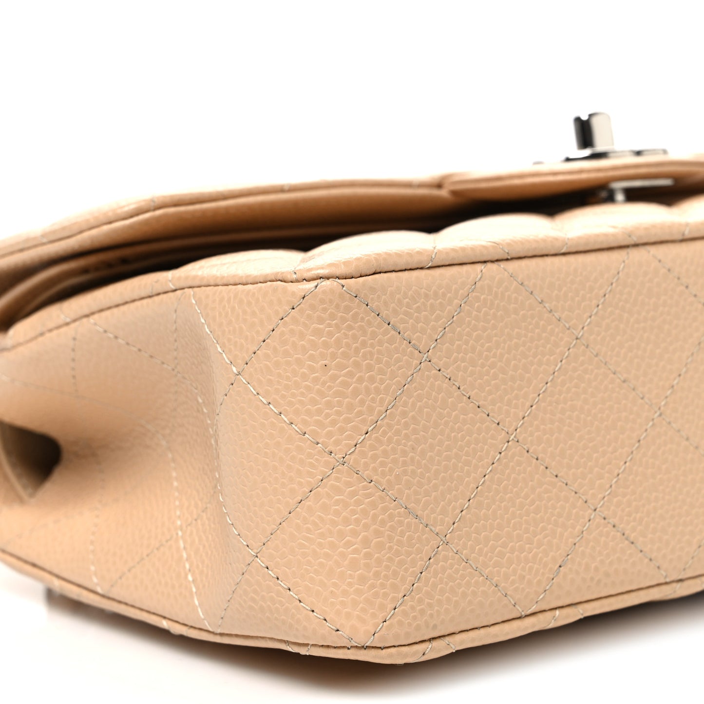 Caviar Quilted Small Double Flap Beige